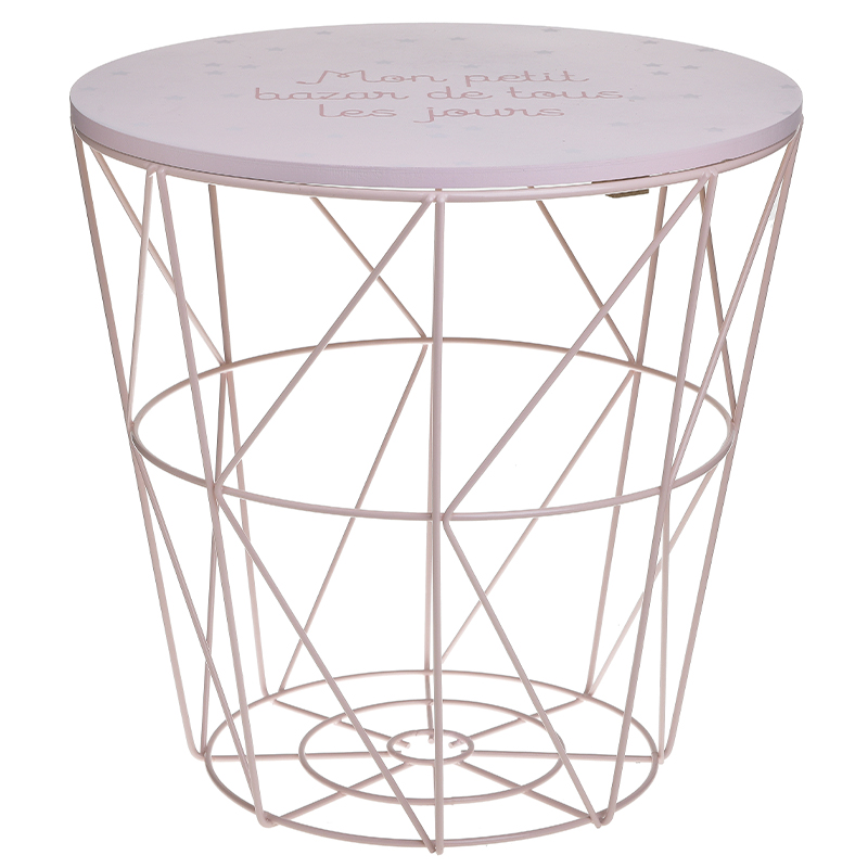 Круглый приставной стол-корзина Pink Wire Basket Side Table Розовый Круглый приставной стол-корзина Pink Wire Basket Side Table Розовый в Барнауле | Loft Concept