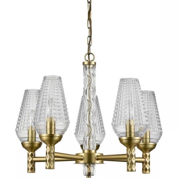 Люстра Ribbed Chandelier Латунь Прозрачный в Барнауле | Loft Concept 