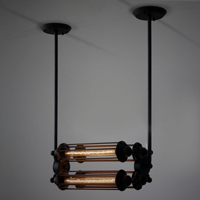 Подвесной светильник Loft Industrial Edison Cage Horizontal Quatro Черный Подвесной светильник Loft Industrial Edison Cage Horizontal Quatro Черный в Барнауле | Loft Concept