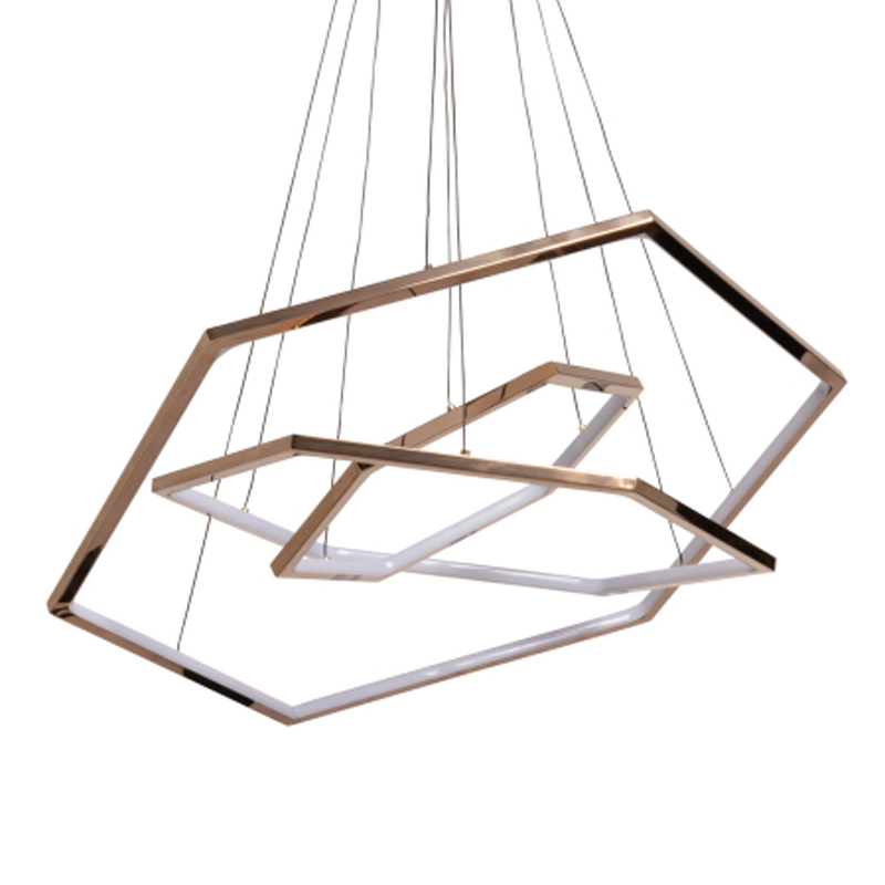 Люстра с 3-мя подвесами в виде шестиугольников Hexagon Horizontal Золотой в Барнауле | Loft Concept 