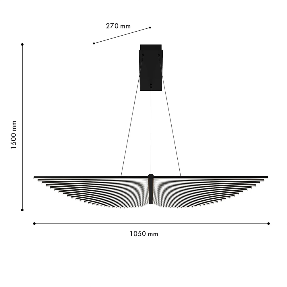 Люстра в виде распахнутых крыльев из тонких металлических планок Flight of Freedom в Барнауле