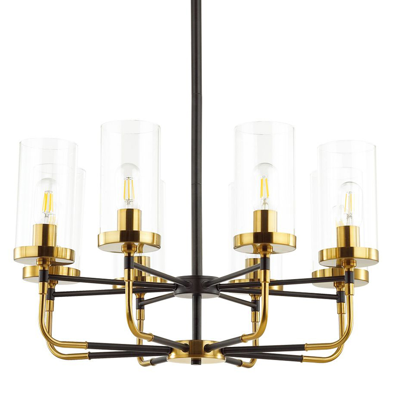 Люстра Greger chandelier 8 Черный Глянцевое золото Прозрачный Люстра Greger chandelier 8 Черный Глянцевое золото Прозрачный в Барнауле | Loft Concept