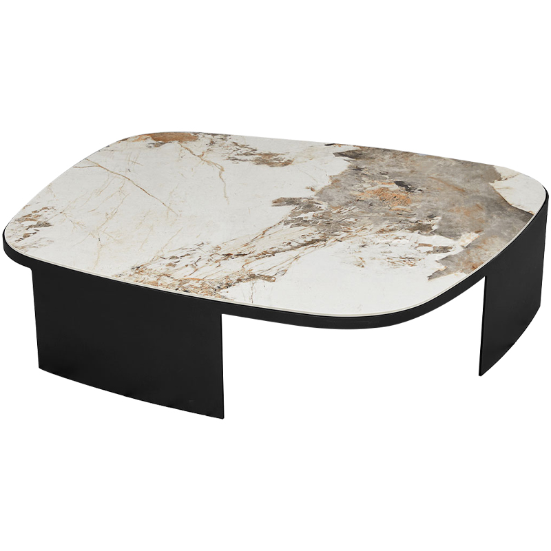 Кофейный стол с каменной столешницей Keir Coffee Table Черный Бежевый Бежево-серый Кофейный стол с каменной столешницей Keir Coffee Table Черный Бежевый Бежево-серый в Барнауле | Loft Concept