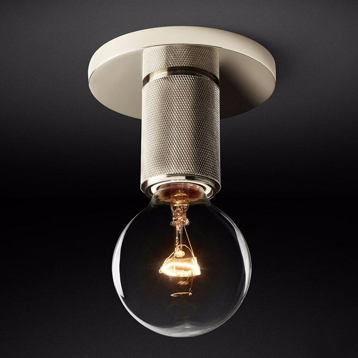 Потолочный светильник RH Utilitaire Socket Flushmount Silver Никель в Барнауле | Loft Concept 