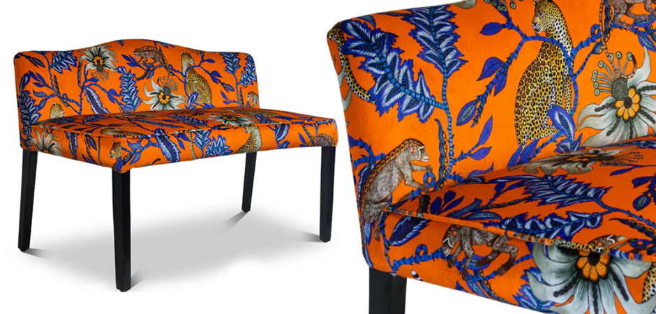 Банкетка Оранжевый Орнамент Zambezi Monkey Bean Flame Bench Банкетка Оранжевый Орнамент Zambezi Monkey Bean Flame Bench - Loft-Concept в Барнауле