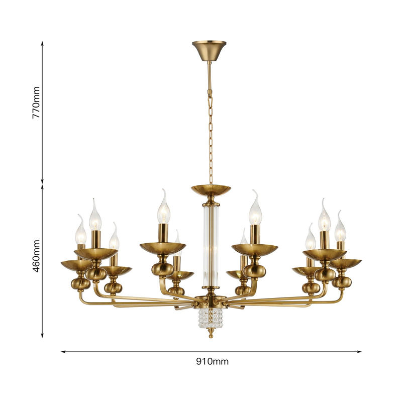 Люстра бронзового цвета со стеклянным декором Candelabrum D91 см Люстра бронзового цвета со стеклянным декором Candelabrum D91 см в Барнауле