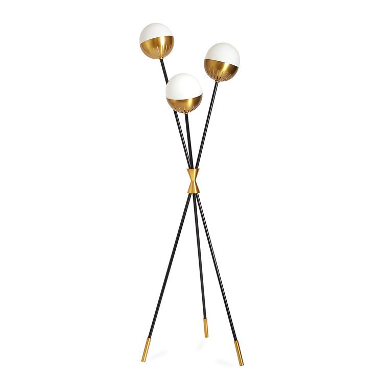 Торшер Caracas Tripod Floor Lamp Черный Белый Латунь Торшер Caracas Tripod Floor Lamp Черный Белый Латунь в Барнауле | Loft Concept