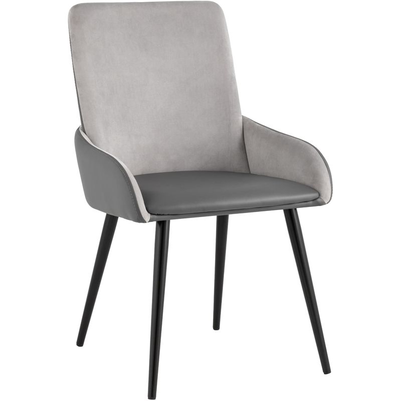 Стул Munchen Chair Серая Экокожа Серый Велюр Серый Черный Стул Munchen Chair Серая Экокожа Серый Велюр Серый Черный в Барнауле | Loft Concept