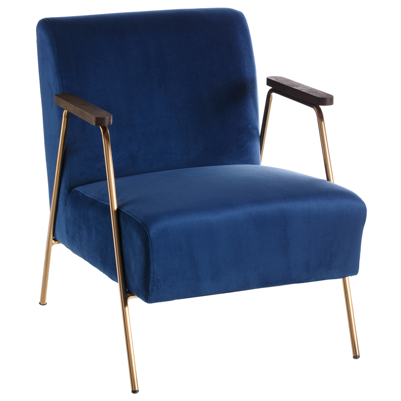 Кресло Domitila Armchair blue Синий Золотой Коричневый Кресло Domitila Armchair blue Синий Золотой Коричневый в Барнауле | Loft Concept