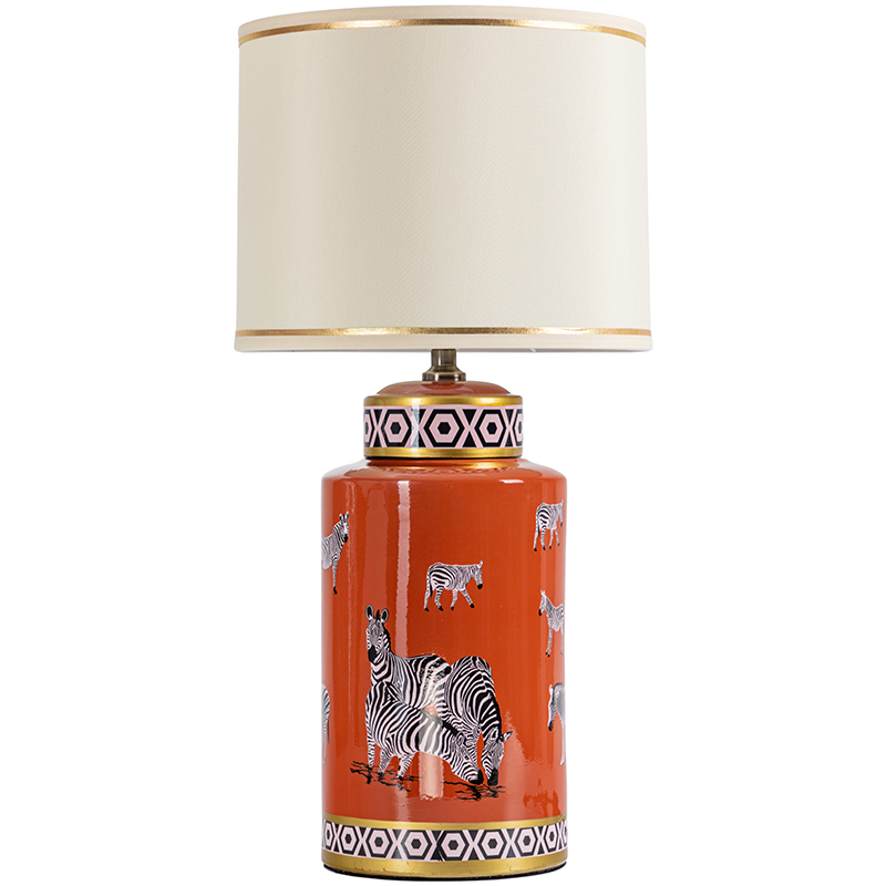 Настольная лампа Zebra Orange Lampshade Оранжевый Черно-белый Бежевый Золотой Настольная лампа Zebra Orange Lampshade Оранжевый Черно-белый Бежевый Золотой в Барнауле | Loft Concept