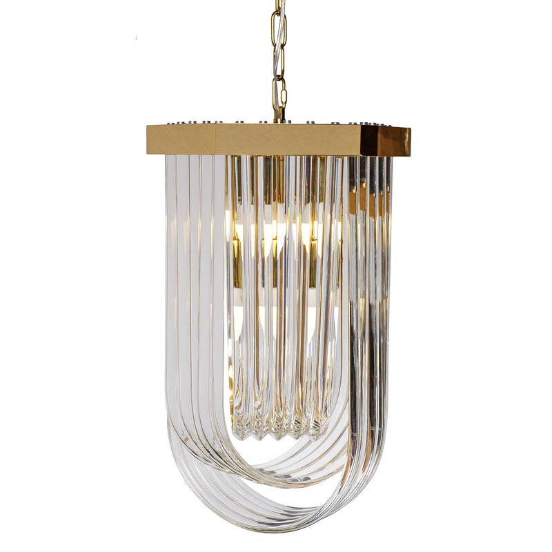 Люстра Retro FROZEN GLASS gold 4 lamp Глянцевое золото Люстра Retro FROZEN GLASS gold 4 lamp Глянцевое золото в Барнауле | Loft Concept