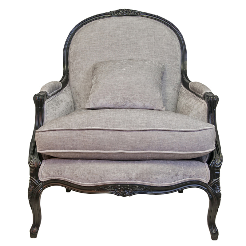 Кресло Ava Classical Armchair black and grey velour Серый Черный Кресло Ava Classical Armchair black and grey velour Серый Черный в Барнауле | Loft Concept