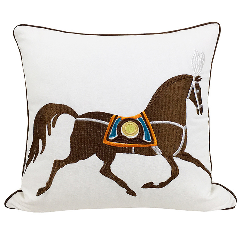 Декоративная подушка Hermes Horse Pillow Белый Коричневый Мульти Декоративная подушка Hermes Horse Pillow Белый Коричневый Мульти в Барнауле | Loft Concept