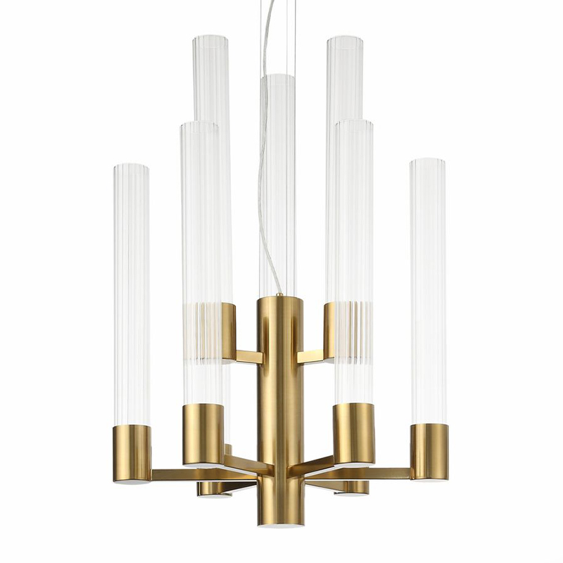 Люстра Jenae Glass Tubes Chandelier 9 Латунь Прозрачное Стекло Люстра Jenae Glass Tubes Chandelier 9 Латунь Прозрачное Стекло в Барнауле | Loft Concept