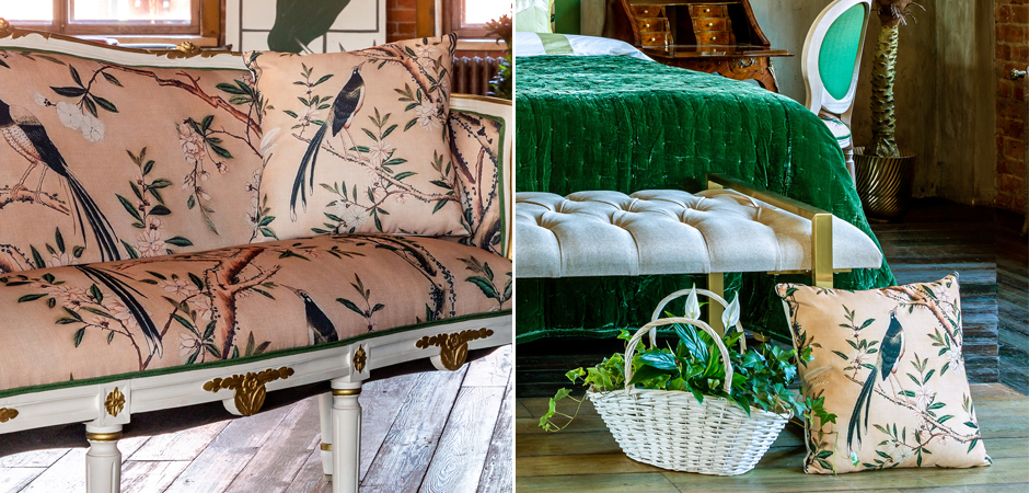 Декоративная подушка Beige and Green Chinoiserie 1 Декоративная подушка Beige and Green Chinoiserie 1 - Loft-Concept в Барнауле