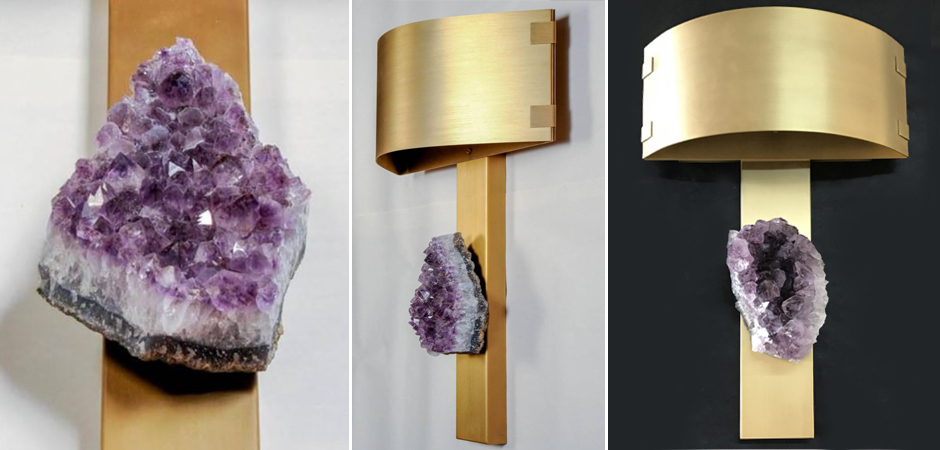 Бра Natural Amethyst and Curved Shades Wall Lamp Бра Natural Amethyst and Curved Shades Wall Lamp - Loft-Concept в Барнауле