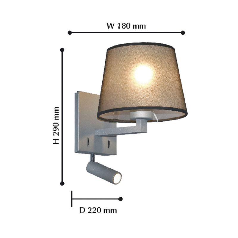Бра с абажуром и поворотным спотом Trumpet Lamp Grey Бра с абажуром и поворотным спотом Trumpet Lamp Grey в Барнауле