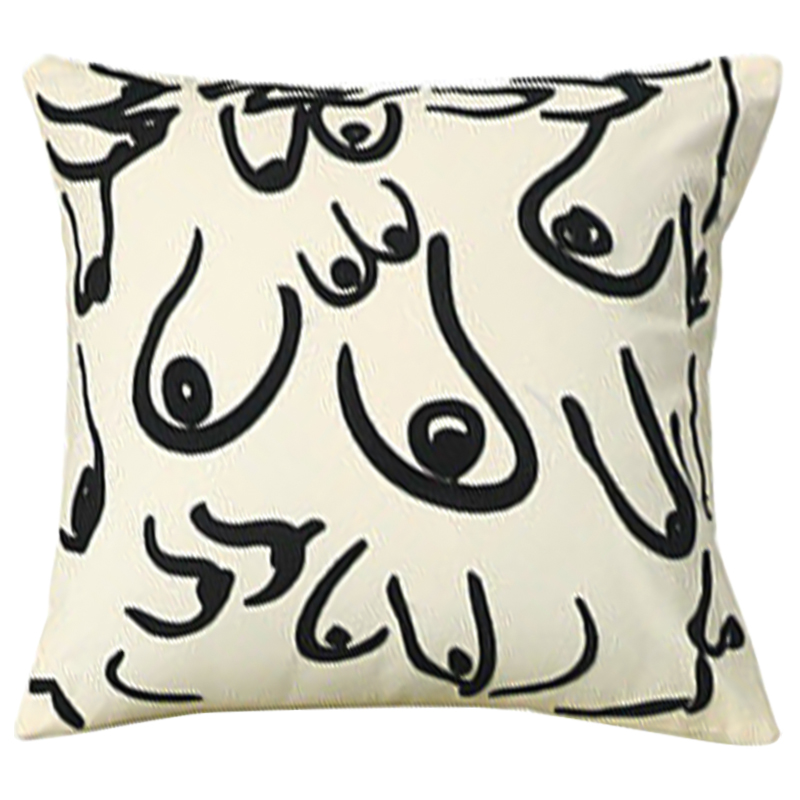 Декоративная подушка Breast Pattern Cushion Белый Черный Декоративная подушка Breast Pattern Cushion Белый Черный в Барнауле | Loft Concept