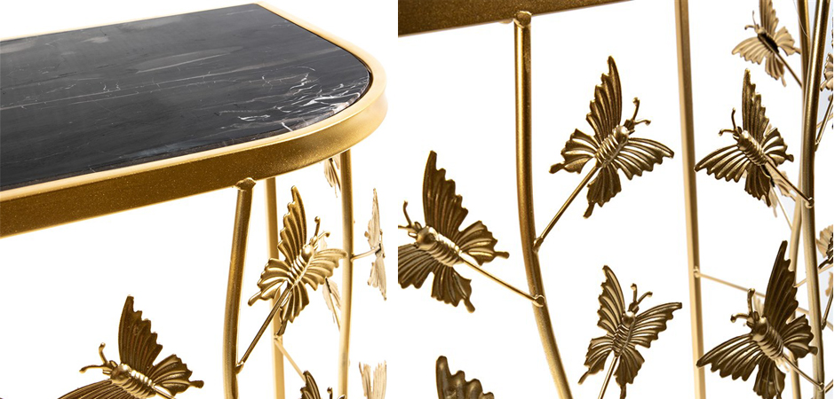 Консоль Gold Butterfly чёрный мрамор Консоль Gold Butterfly чёрный мрамор - Loft-Concept в Барнауле
