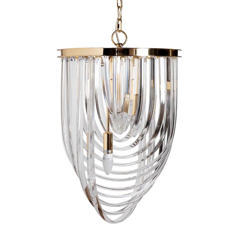 Люстра Retro FROZEN GLASS gold 3 lamp Глянцевое золото Люстра Retro FROZEN GLASS gold 3 lamp Глянцевое золото в Барнауле | Loft Concept