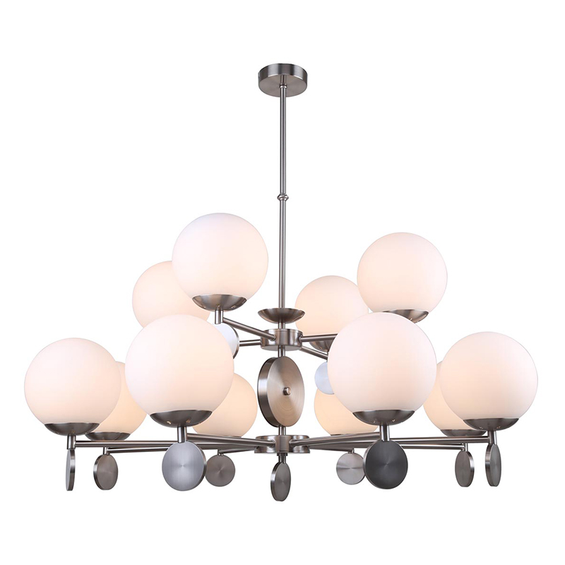 Люстра Kyran Nickel Chandelier 12 Никель Белый Люстра Kyran Nickel Chandelier 12 Никель Белый в Барнауле | Loft Concept