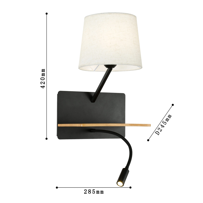 Бра с абажуром и гибким спотом Trumpet Wall Black USB Бра с абажуром и гибким спотом Trumpet Wall Black USB в Барнауле