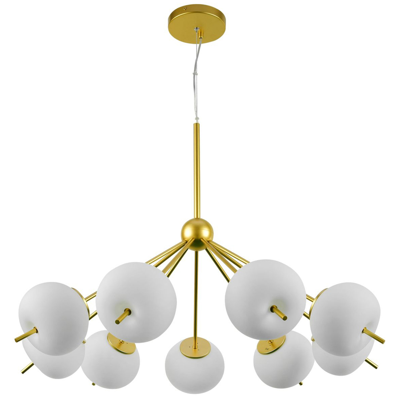 Люстра White ball brass Louise 9 Белое матовое стекло Латунь Люстра White ball brass Louise 9 Белое матовое стекло Латунь в Барнауле | Loft Concept