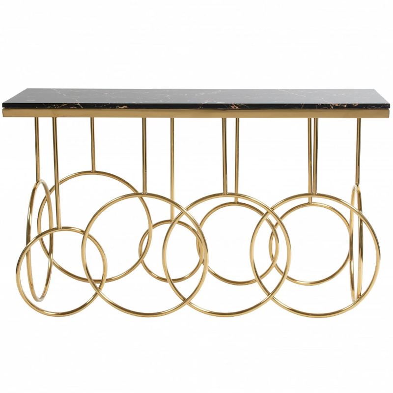Консоль с чёрной мраморной столешницей Gwendolyn Console Черный Золотой Консоль с чёрной мраморной столешницей Gwendolyn Console Черный Золотой в Барнауле | Loft Concept