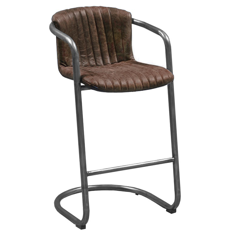 Барный стул Desmond bar stool LEATHER Brown Коричневый винтаж Графитовый в Барнауле | Loft Concept 
