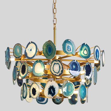 Люстра Agate Burst Chandelier 3 Round blue Зеленый Золотой Люстра Agate Burst Chandelier 3 Round blue Зеленый Золотой в Барнауле | Loft Concept