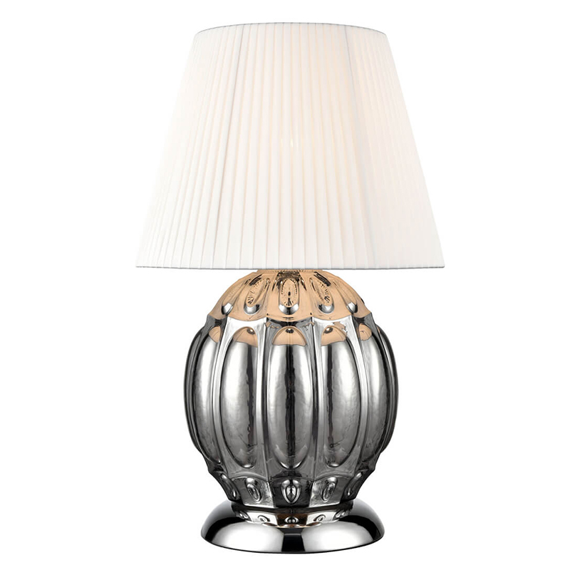 Настольная лампа ХРОМ Hailey Chrome Table Lamp Прозрачное Стекло Белый Темный хром Настольная лампа ХРОМ Hailey Chrome Table Lamp Прозрачное Стекло Белый Темный хром в Барнауле | Loft Concept