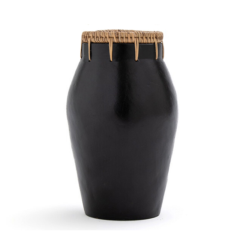 Ваза Ceramic Vase & Rattan D15 Черный Ваза Ceramic Vase & Rattan D15 Черный в Барнауле | Loft Concept