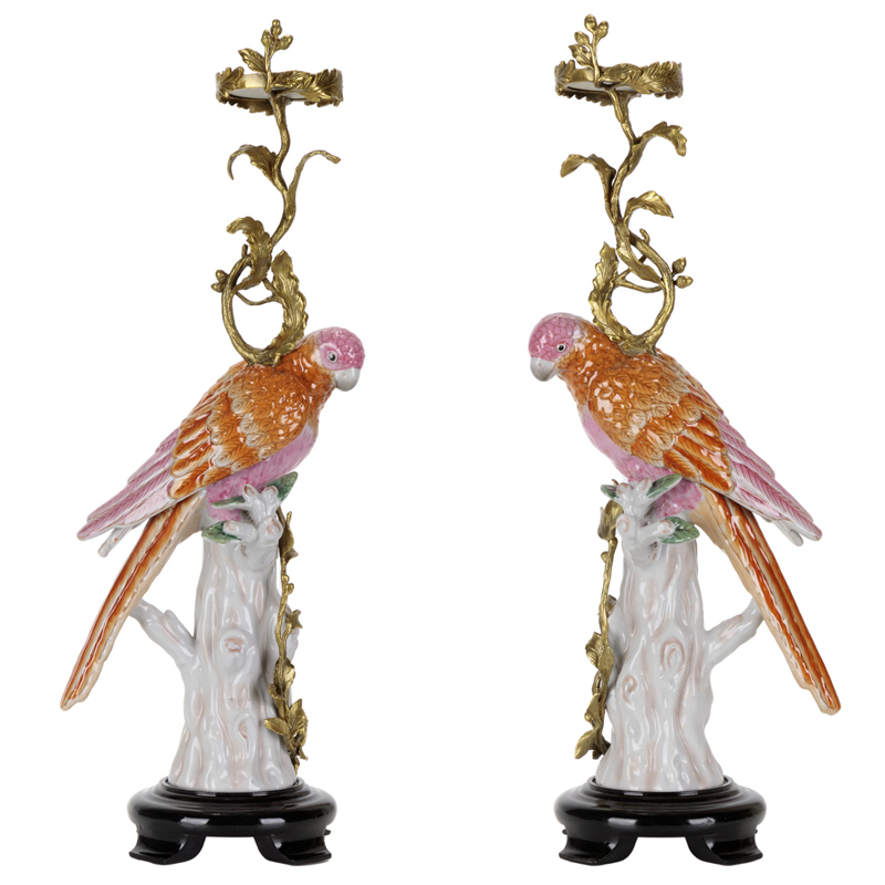 Подсвечник Pink Red Parrot L or R Бронза Белый Розовый Красный Подсвечник Pink Red Parrot L or R Бронза Белый Розовый Красный в Барнауле | Loft Concept