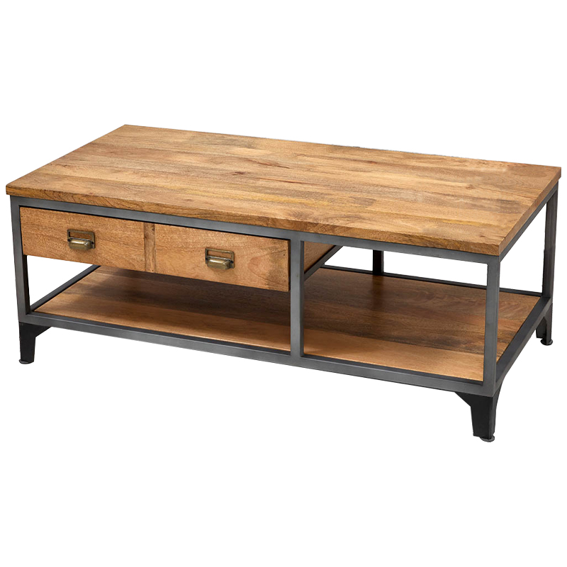 Кофейный стол в стиле лофт Russell Coffee Table Древесина Графит Латунь Кофейный стол в стиле лофт Russell Coffee Table Древесина Графит Латунь в Барнауле | Loft Concept