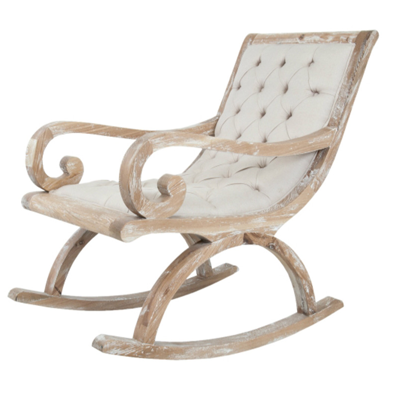 Кресло-качалка с мягкой обивкой из льна Ella Armchair beige Бежевый Коричневый Кресло-качалка с мягкой обивкой из льна Ella Armchair beige Бежевый Коричневый в Барнауле | Loft Concept
