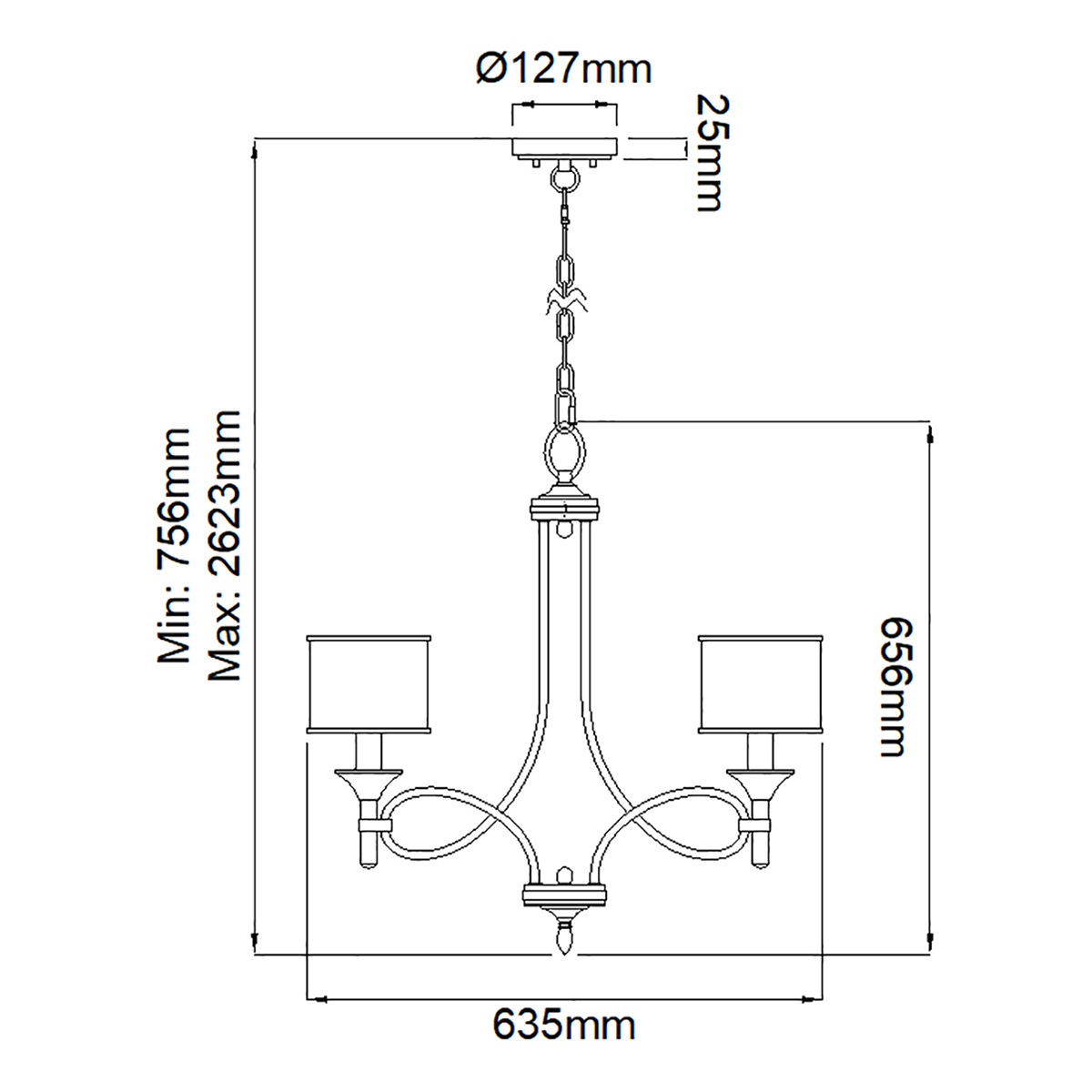 Люстра с белыми тканевыми абажурами в прозрачных стеклянных цилиндрах Kichler в Барнауле