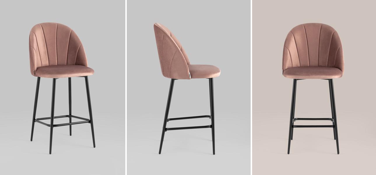 Барный Стул Balsari S Chair Пыльно-Розовый Велюр - фото