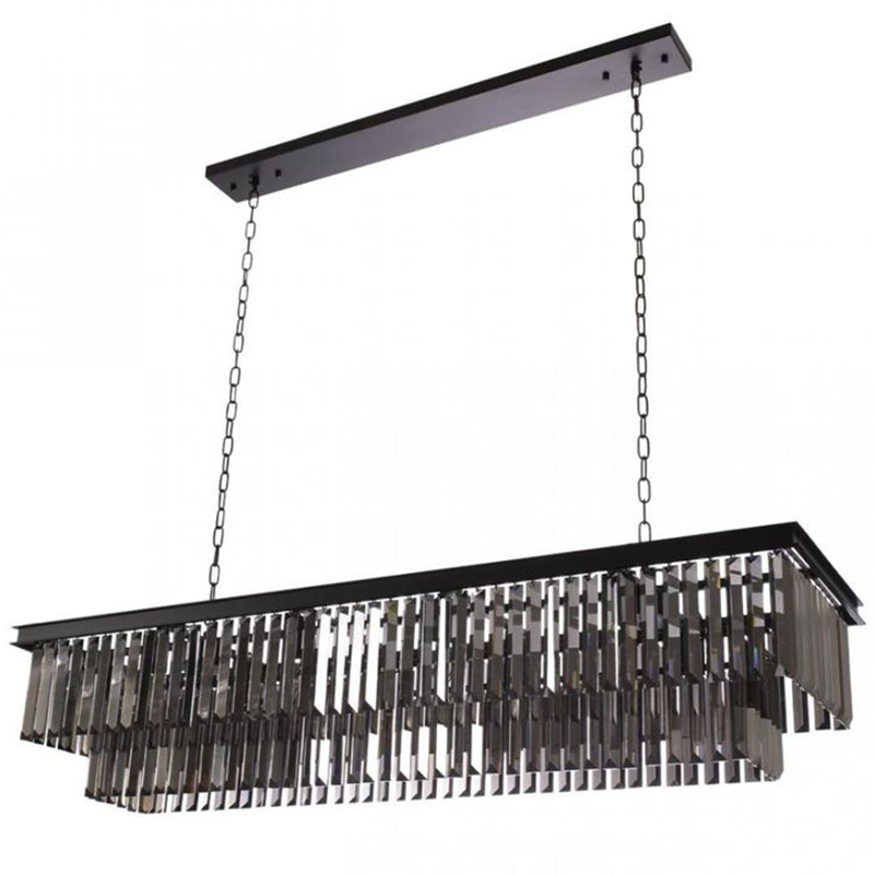Прямоугольная Люстра RH 1920s Odeon Black iron Серое Стекло Длина 120 см Черный Серый Прямоугольная Люстра RH 1920s Odeon Black iron Серое Стекло Длина 120 см Черный Серый в Барнауле | Loft Concept