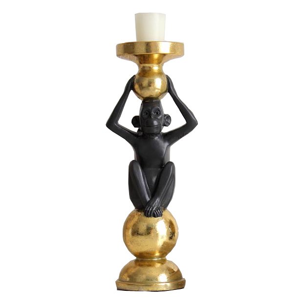 Подсвечник Black Monkey Черный Золотой Подсвечник Black Monkey Черный Золотой в Барнауле | Loft Concept