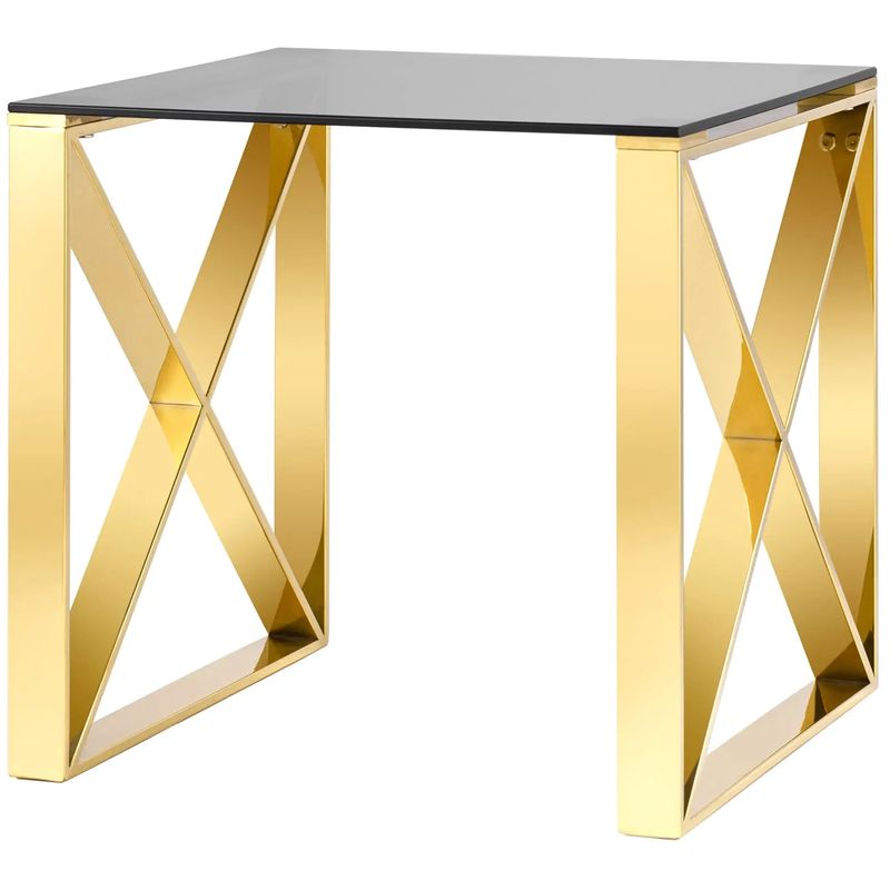 Стол приставной Lannes Collection Gold Золотой Стекло Смок Стол приставной Lannes Collection Gold Золотой Стекло Смок в Барнауле | Loft Concept