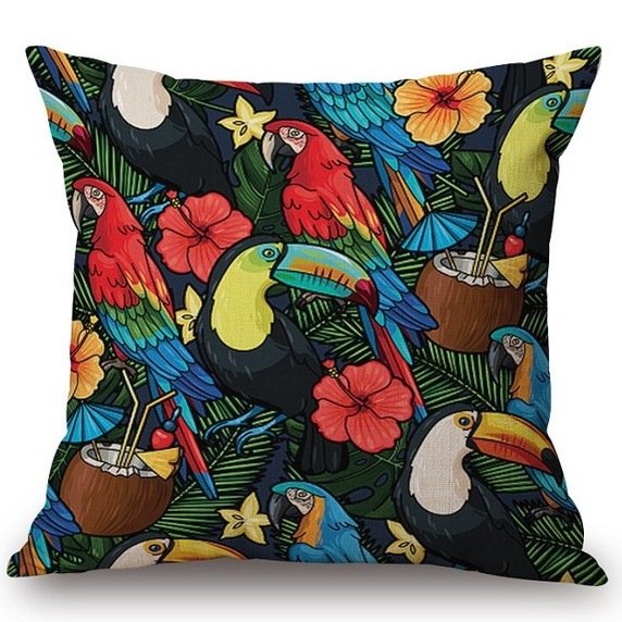 Декоративная подушка Toucans and Flowers Декоративная подушка Toucans and Flowers в Барнауле | Loft Concept