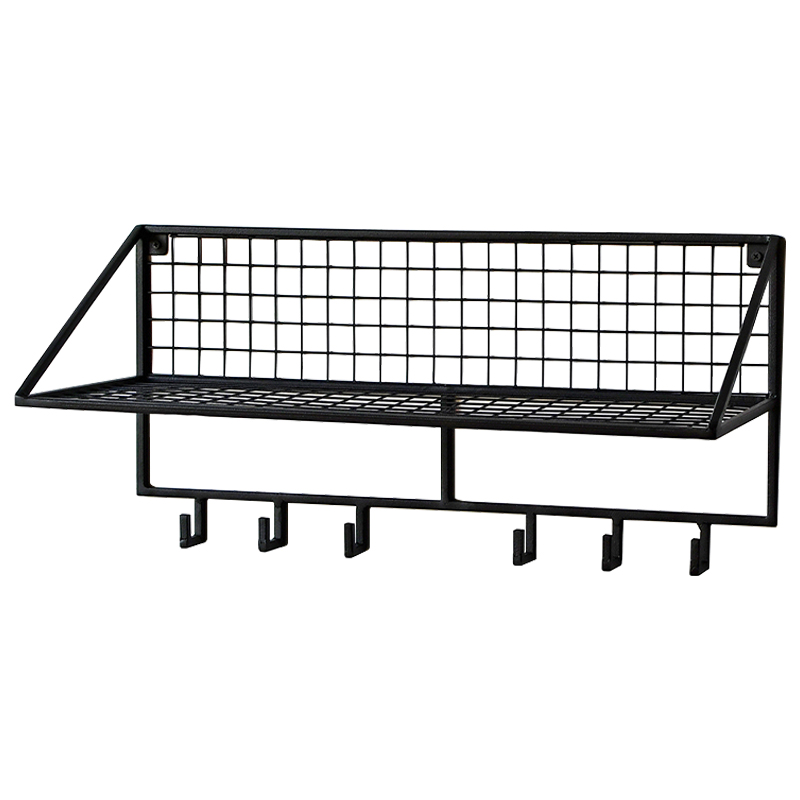 Вешалка с полкой Rhian Industrial Metal Rust Shelf Black S Черный Вешалка с полкой Rhian Industrial Metal Rust Shelf Black S Черный в Барнауле | Loft Concept