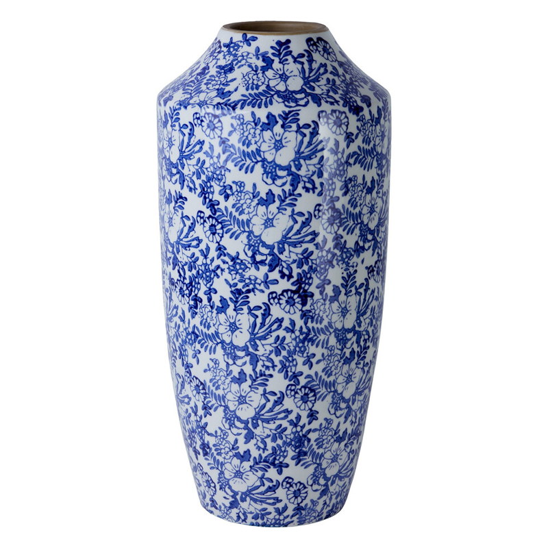 Ваза с синим цветочным узором Blue & White Ornament Белый Синий Ваза с синим цветочным узором Blue & White Ornament Белый Синий в Барнауле | Loft Concept