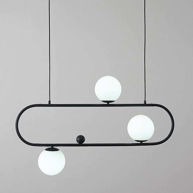 Люстра Horizontal Balls Balance Black 3 Черный Белый Люстра Horizontal Balls Balance Black 3 Черный Белый в Барнауле | Loft Concept