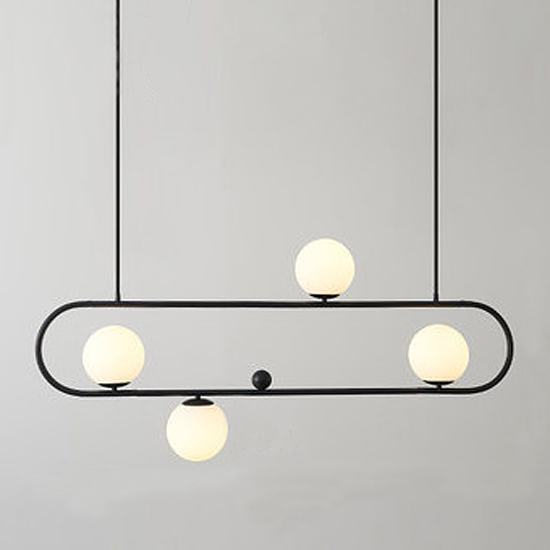 Люстра Horizontal Balls Balance Black 4 Черный Белый Люстра Horizontal Balls Balance Black 4 Черный Белый в Барнауле | Loft Concept