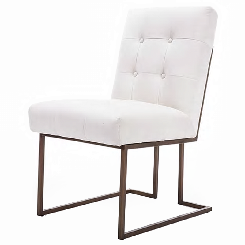Стул обеденный Burleigh Dining Chair Pearl Iron Белый Коричневый Стул обеденный Burleigh Dining Chair Pearl Iron Белый Коричневый в Барнауле | Loft Concept