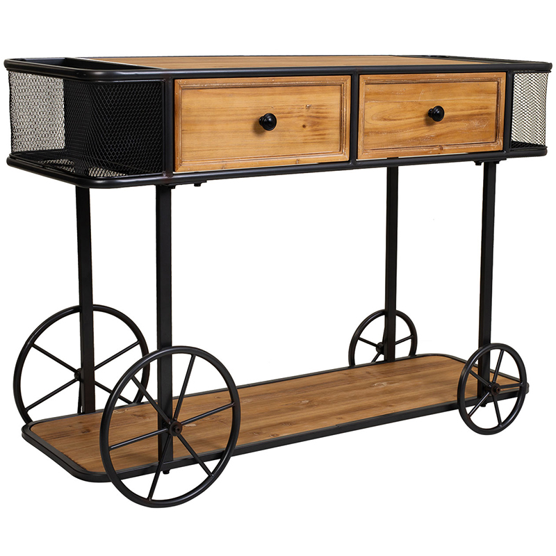 Консоль на колесах c 2-мя выдвижными ящиками Cabrera Console Древесина Черный Консоль на колесах c 2-мя выдвижными ящиками Cabrera Console Древесина Черный в Барнауле | Loft Concept