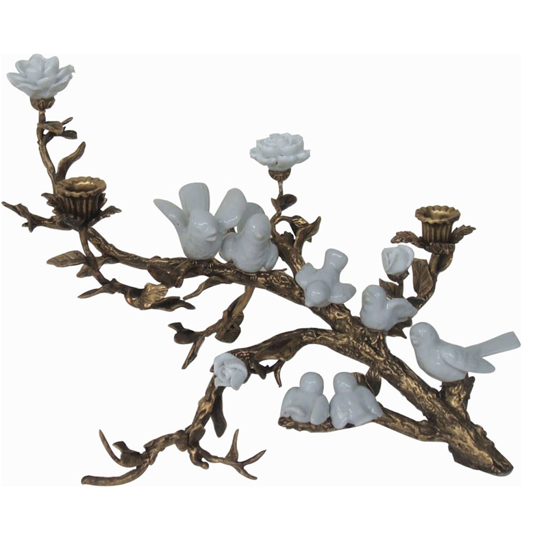 Подсвечник Bronze Branch Candlestick Белый Бронза Подсвечник Bronze Branch Candlestick Белый Бронза в Барнауле | Loft Concept