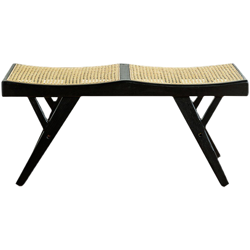 Банкетка Rattan Comfortable Bedend Stool Черный Бежевый Банкетка Rattan Comfortable Bedend Stool Черный Бежевый в Барнауле | Loft Concept