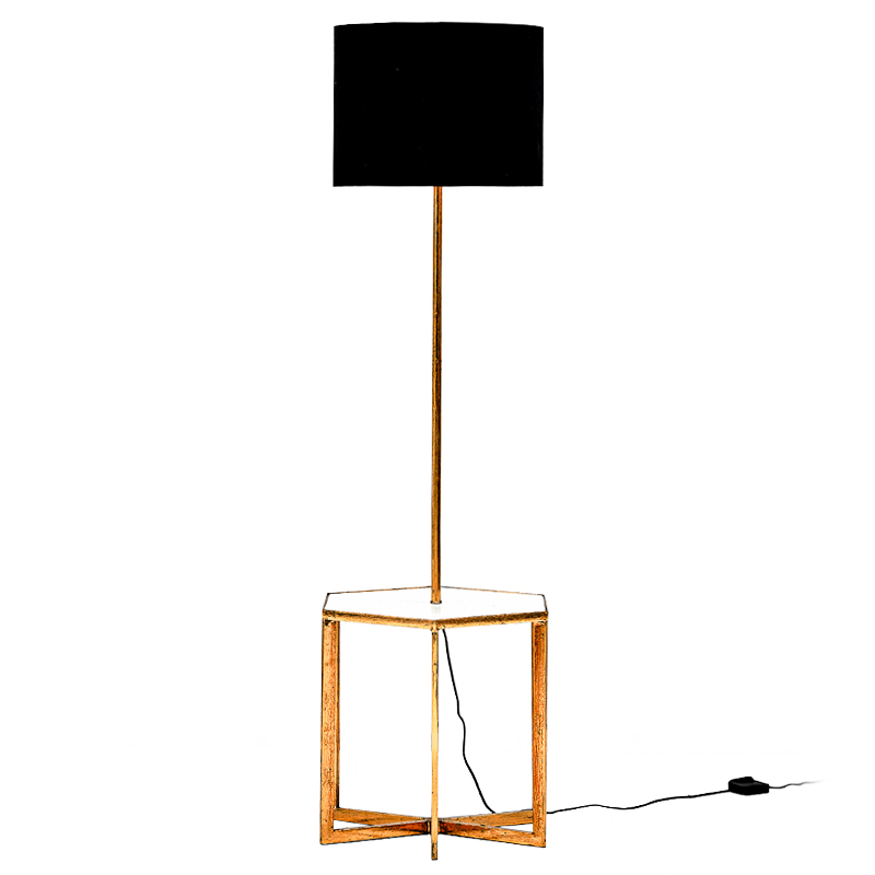 Напольная лампа Steno Floor lamp Белый Черный Винтажное глянцевое золото с состаренным эффектом Напольная лампа Steno Floor lamp Белый Черный Винтажное глянцевое золото с состаренным эффектом в Барнауле | Loft Concept